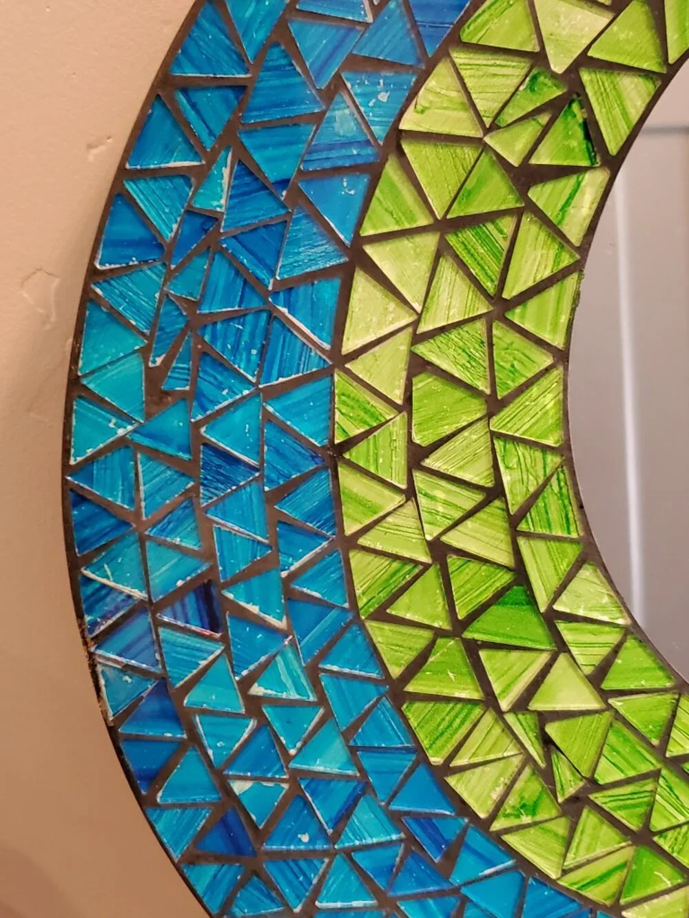 Blue & Green Geometric Design Mosaic Wall Mirror